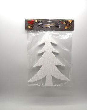 DECORAZIONE A FORMA DI ALBERO DI NATALE IN POLISTIROLO BIANCO H. 30CM