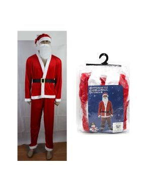 VESTITO BABBO NATALE CON BARBA, CAPPELLO, CINTURA TAGLIA L-XL