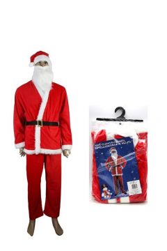 VESTITO BABBO NATALE CON BARBA/CAPPELLO E CINTURA M-XL IN VELLUTO