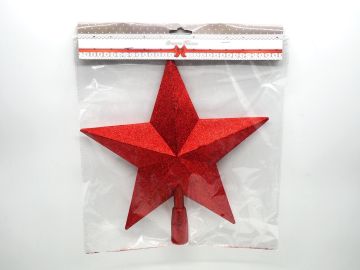 PUNTALE A FORMA DI STELLA ROSSO CON GLITTER 28X29CM