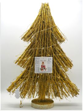 ALBERO CON RAMI GLITTERATI SU BASE A LED CON 30 LUCI BIANCO CALDO H.60X35X18CM - USO INTERNO