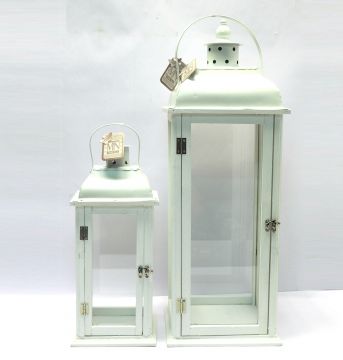 LANTERNA IN LEGNO BIANCA RETTANGOLARE 73,5X26X22CM