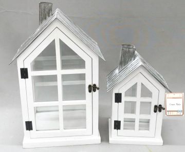 LANTERNA CASETTA IN LEGNO H. 46X28,5X22,5CM