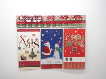 SET 3  BIGLIETTI NATALIZI 9,5X18CM