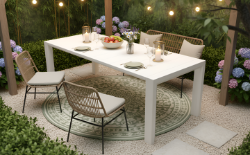 GRANDSOLEIL - TAVOLO ALLUNGABILE DA ESTERNO BROOKLYN CM 93X160/230 BIANCO 