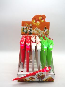 PENNA CON DECORO NATALIZIO CON LUCE BABBO NATALE/ALBERO ASSORTITO