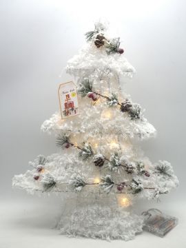 ALBERO NATALE H.48X10X 39CM IN TINSEL CON 15 LUCI LED CALDE