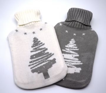 BORSA ACQUA CALDA IN MAGLIA DI LANA CON DISEGNO ALBERO 2LT 2 ASSORTIMENTI