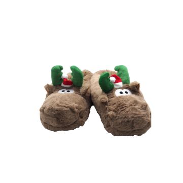 SET 2 PANTOFOLE A FORMA DI RENNA CON CAPPELLO E CORNA