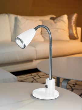 LAMPADA DA TAVOLO FOX BIANCO E CROMO 12.5X33CM - 2.8W 3000K 250lm