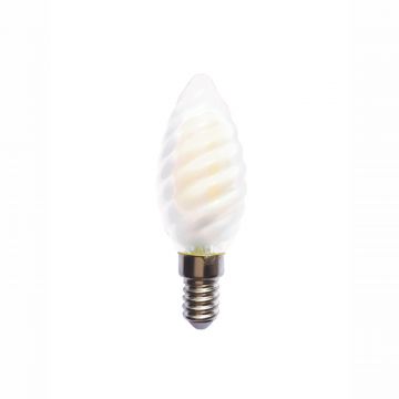 LAMPADINA TORTIGLIONE C37 VETRO FROST 4W 450LM 2700K