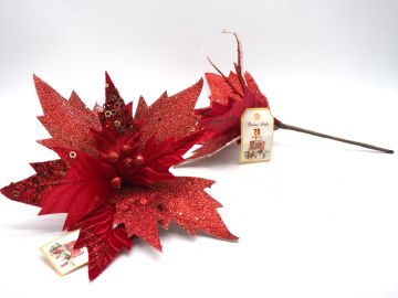 PICK FIORE GLITTERATO H.31X30CM ROSSO