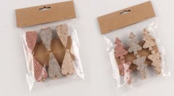 BLISTER CON 6 SEGNAPOSTI LEGNO CON MOLLETTA 2.5X4.8CM 2 ASSORTITI