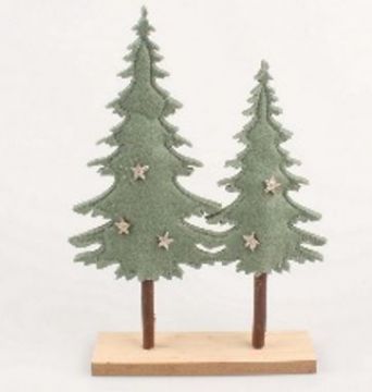 ALBERI NATALE PANNO H.28X22X5CM CON BASE LEGNO ASSORTITO