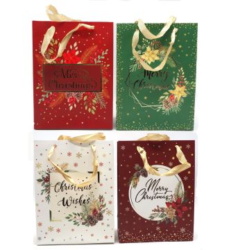 BORSA DI CARTA MERRY CHRISTMAS 30X12CM H. 42CM ASSORTITO