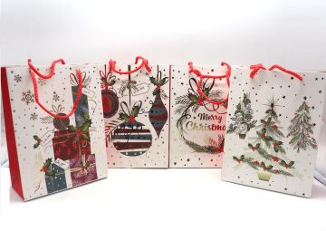 BORSA DI CARTA GRANDE CON DECORO NATALIZIO 26X10CM H. 36CM ASSORTITO