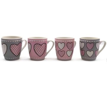 TAZZA CUORI 180ML IN CERAMICA DIAM. 8.2CM H 7.3CM ASSORTITO