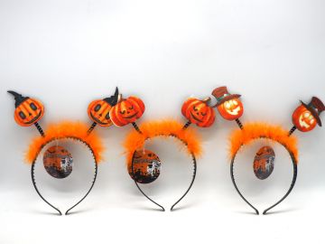 CERCHIELLO HALLOWEEN CON PIUME E CORNA D20,5X23CM ASSORTITI