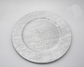 SOTTO PIATTO SATINATO ARGENTO DIAM. 33CM IN PLASTICA