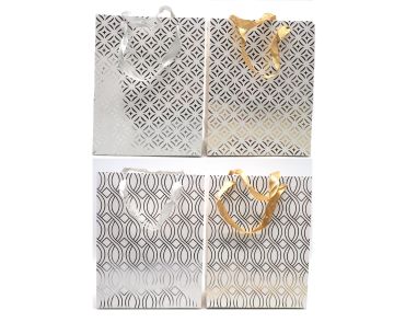 BORSA DI CARTA M LUCIDA ORO/ARGENTO 26X10CM H 32CM ASSORTITA
