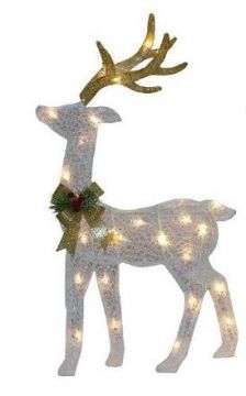 RENNA IN TINSEL LUCI A LED CON COCCARDA H.73X41CM