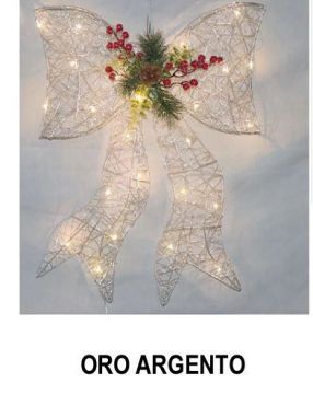 FIOCCO IN TINSEL CON 25 LED CON BACCHE H. 40CM