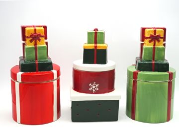 BISCOTTIERA PACCHI NATALE IN CERAMICA ASSORTITO