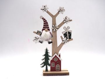 ALBERO CON GNOMO-PACCHI-FIOCCHI 13X4 H. 22CM