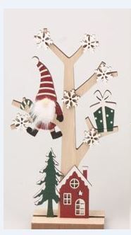 ALBERO CON GNOMI-PACCHI-FIOCCHI H.22X13X4CM