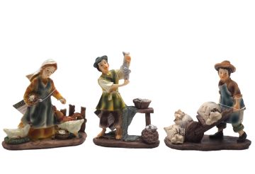 STATUINE LAVORATORI CON ATTREZZI H. 10CM ASSORTITO
