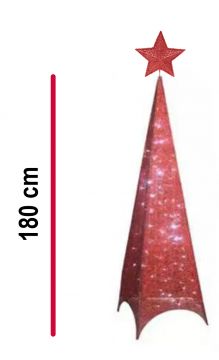 ALBERO IN METALLO ROSSO CON 100 LUCI LED H. 180CM