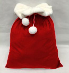 SACCO IN VELLUTO ROSSO NATALE CON POM POM H.70X50CM