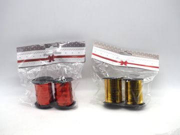 SET 2 ROCCHETTI DI NASTRO LISCIO/OPACO ROSSO/ORO 5MMX10MT ASSORTITO