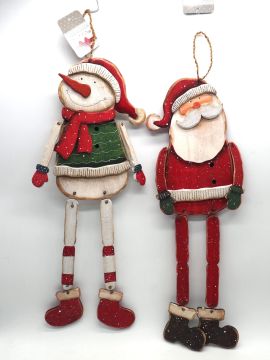APPENDINO BABBO NATALE/PUPAZZO DI NEVE IN LEGNO 18X50CM ASSORTITO