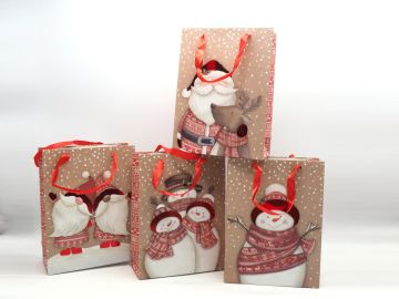 BORSA DI CARTA PICCOLA CON DECORO NATALIZIO 18X8CM H. 24CM ASSORTITO