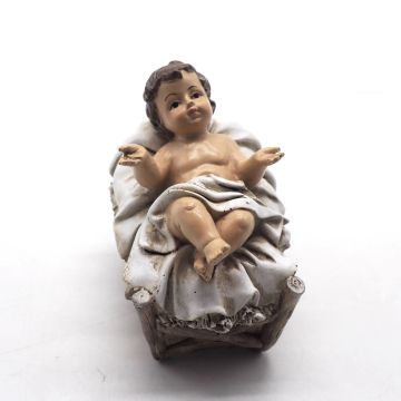 GESU' BAMBINO CON CULLA IN POLIRESINA 5.5X10CM H. 9CM