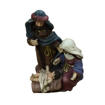 NATIVITA' COLORI FREDDI IN POLIRESINA 14X10.5CM H. 20CM