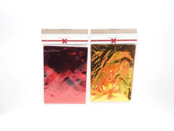 SET 6 BUSTE LUCIDE C/CHIUSURA ADESIVA 15X18,5CM ROSSO/ORO ASSORTITO