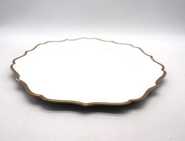 PIATTO BIANCO CON BORDO ONDULATO ORO D 33CM IN PLASTICA