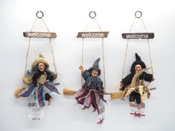 BEFANA WELCOME CON SCOPA DA APPENDERE H 15CM ASSORTITO