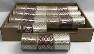 ROTOLO NASTRO IN TESSUTO LUREX DECORATO 6.3X270CM ASSORTITO