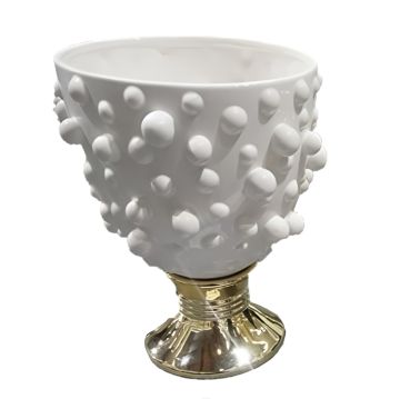 VASO BUBBLE IN CERAMICA ORO E BIANCO 22X25.5CM