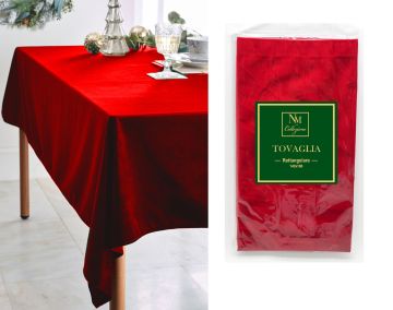 TOVAGLIA RETTANGOLARE IN VELLUTO ROSSO 140X180CM