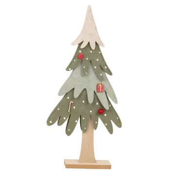 DECORAZIONE ALBERO IN FELTRO CON BASE IN LEGNO 21X5CM H. 42CM