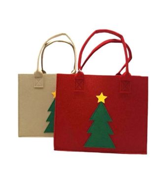 BORSA IN PANNO DECORO ALBERO DI NATALE 30X12CM H. 25CM ASSORTITO