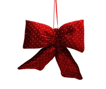 FIOCCO IN VELLUTO ROSSO CON STRASS 18X19CM