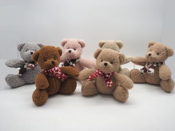 ORSACCHIOTTO DI PELUCHE CON SCIARPA BIANCA/ROSSA H. 18CM ASSORTITO