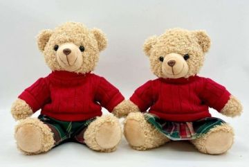 ORSACCHIOTTO MASCHIO/FEMMINA CON MAGLIONE ROSSO H. 20CM ASSORTITO