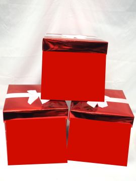 SCATOLA REGALO QUADRATA LUCIDA ROSSA 25X25X25CM