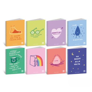 ONE COLOR - QUADERNO MAXI SPIRALE LATERALE DISEGNETTI DEPRESSETTI 2026 QUADRETTI 5MM ASSORTITO